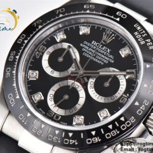 Daytona 116519 Clean Factory 1:1 Best Edition Black Diamonds Dial on Oysterflex Rubber Strap SA4130