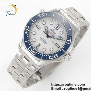 Seamaster Diver 300M SS VSF 1:1 Best Edition Blue Bezel White Dial on SS Bracelet A8800 ( Extra Rubber Strap)