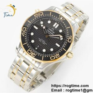 Seamaster Diver 300M SS/YG VSF 1:1 Best Edition YG Bezel Black Dial on SS/YG Bracelet A8800 ( Extra Rubber Strap)