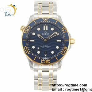 Seamaster Diver 300M SS/YG VSF 1:1 Best Edition YG Bezel Blue Dial on SS/YG Bracelet A8800 ( Extra Rubber Strap)