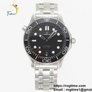 Seamaster Diver 300M VSF 1:1 Best Edition Black Ceramic Black Dial on SS Bracelet A8800 V2 ( Extra Rubber Strap)