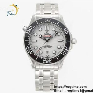 Seamaster Diver 300M SS VSF 1:1 Best Edition Black Bezel White Dial on SS Bracelet A8800 ( Extra Rubber Strap)