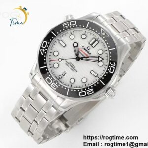 Seamaster Diver 300M SS VSF 1:1 Best Edition Black Bezel White Dial on SS Bracelet A8800 ( Extra Rubber Strap)