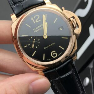 PAM908 “福” Luminor Due VSF Best Edition Black Dial on Black Leather Strap