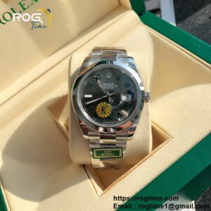 DateJust 41 SS Polished Bezel KING 1:1 Best Edition 904L Steel Gray Dail Green Roman on SS Oyster Bracelet VR3235