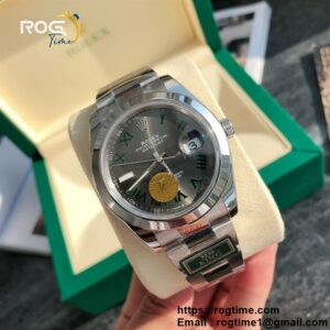 DateJust 41 SS Polished Bezel KING 1:1 Best Edition 904L Steel Gray Dail Green Roman on SS Oyster Bracelet VR3235