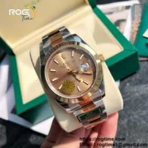 DateJust 41 YG Polished Bezel KING 1:1 Best Edition 904L Steel YG Stick Dial on SS/YG Oyster Bracelet VR3235