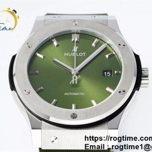 Classic Fusion 42mm Titanium JJF 1:1 Best Edition Green Dial on Green Gummy Strap A2892