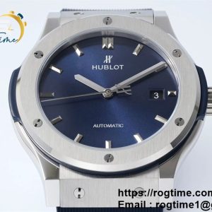 Classic Fusion 42mm Titanium JJF 1:1 Best Edition Blue Dial on Blue Gummy Strap A2892