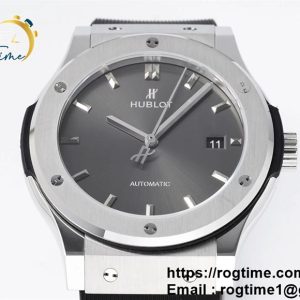 Classic Fusion 42mm Titanium JJF 1:1 Best Edition Gray Dial on Gray Gummy Strap A2892