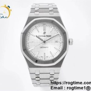 Royal Oak 41mm 15400 SS ZF 1:1 Best Edition White Textured Dial on SS Bracelet SA3120 Super Clone