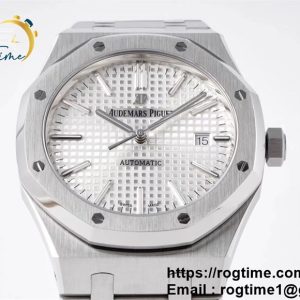 Royal Oak 41mm 15400 SS ZF 1:1 Best Edition White Textured Dial on SS Bracelet SA3120 Super Clone