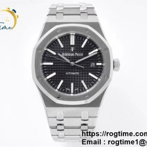 Royal Oak 41mm 15400 SS ZF 1:1 Best Edition Black Textured Dial on SS Bracelet SA3120 Super Clone