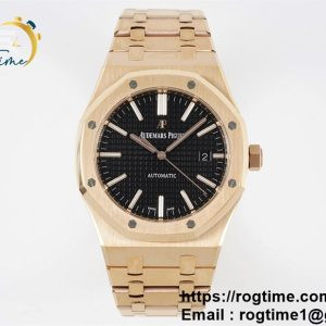 Royal Oak 41mm 15400 RG ZF 1:1 Best Edition Black Textured Dial on RG Bracelet SA3120 Super Clone