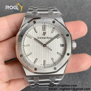 Royal Oak 41mm 15500 SS ZF 1:1 Best Edition White Textured Dial on SS Bracelet A4302 Super Clone