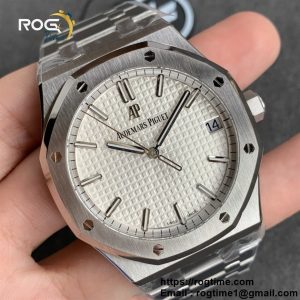 Royal Oak 41mm 15500 SS ZF 1:1 Best Edition White Textured Dial on SS Bracelet A4302 Super Clone