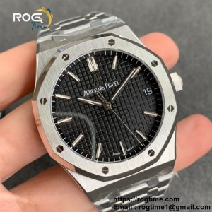 Royal Oak 41mm 15500 SS ZF 1:1 Best Edition Black Textured Dial on SS Bracelet A4302 Super Clone