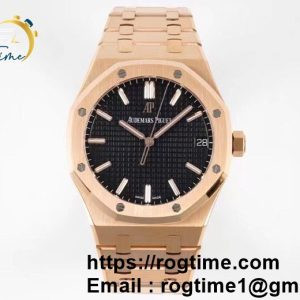 Royal Oak 41mm 15500 RG ZF 1:1 Best Edition Black Textured Dial on RG Bracelet A4302