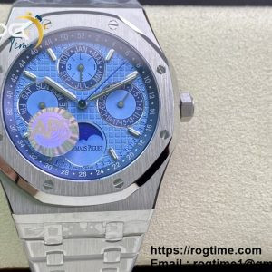 Royal Oak 41mm Complicated 26574PT SS APSF1:1 Best Edition Ice Blue Dial on SS Bracelet A5134 (CHS)