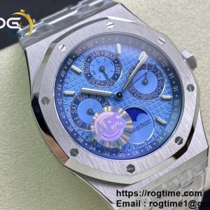 Royal Oak 41mm Complicated 26574PT SS APSF1:1 Best Edition Ice Blue Dial on SS Bracelet A5134 (CHS)