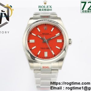 Oyster Perpetual 41mm 124300 EWF V2 Best Edition Red Dial on 904L SS Bracelet A3230