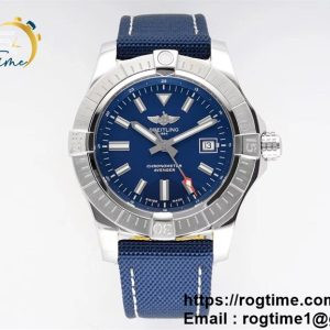 Avenger Automatic 43mm SS BLS 1:1 Best Edition Blue Dial on Blue Nylon Strap A2824