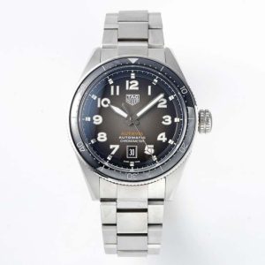 Autavia SS 42mm TARF 1:1 Best Edition Gray Dial Black Ceramic Bezel on SS Bracelet SW200