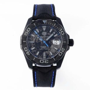 Aquaracer Calibre 5 PVD 41mm TARF 1:1 Best Edition Carbon/Blue Dial on Black Nylon Strap SW200