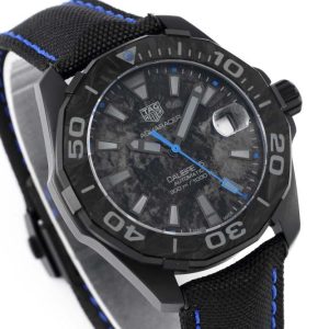 Aquaracer Calibre 5 PVD 41mm TARF 1:1 Best Edition Carbon/Blue Dial on Black Nylon Strap SW200