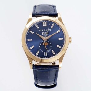 Annual Calendar Moonphase 5396 RG ZF 1:1 Best Edition Blue Crystal Dial on Blue Leather Strap A324