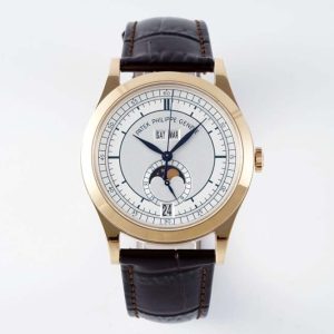 Annual Calendar Moonphase 5396 RG PPF 1:1 Best Edition White Stick Dial on Brown Leather Strap A324