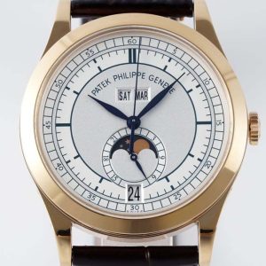 Annual Calendar Moonphase 5396 RG PPF 1:1 Best Edition White Stick Dial on Brown Leather Strap A324