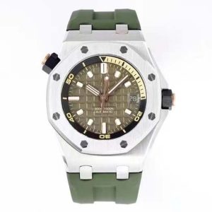 Royal Oak Offshore Diver 15720 ZF 1:1 Best Edition Green Dial on Green Rubber Strap A4308