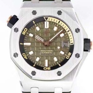 Royal Oak Offshore Diver 15720 ZF 1:1 Best Edition Green Dial on Green Rubber Strap A4308