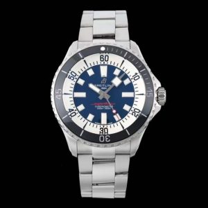 Superocean 44mm Black TF 1:1 Best Edition Blue Dial on SS Bracelet A2824