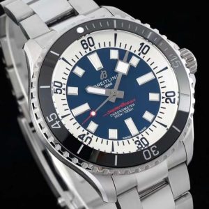 Superocean 44mm Black TF 1:1 Best Edition Blue Dial on SS Bracelet A2824