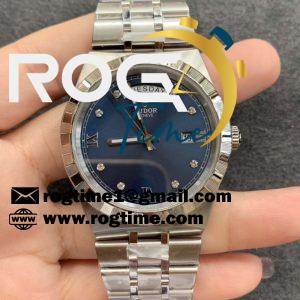 Tudor Royal SS Bezel V7F 1:1 Best Edition Blue Dial With Diamonds on SS Bracelet A2834