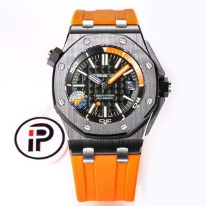 Royal Oak Offshore Diver Forged Carbon IPF Black Checkered Dial on Orange Rubber Strap A3120