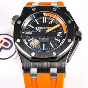 Royal Oak Offshore Diver Forged Carbon IPF Black Checkered Dial on Orange Rubber Strap A3120