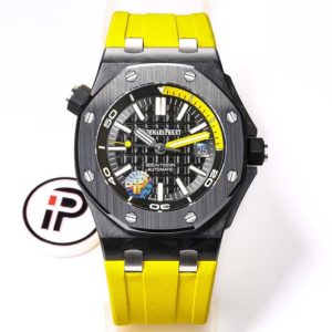 Royal Oak Offshore Diver Forged Carbon IPF Black Checkered Dial on Yellow Rubber Strap MY9015