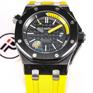 Royal Oak Offshore Diver Forged Carbon IPF Black Checkered Dial on Yellow Rubber Strap MY9015