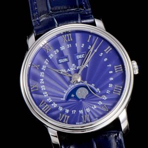 Villeret 6654 SS Complicated Function OMF 1:1 Best Edition Blue Dial on Black Leather Strap A6654 V3