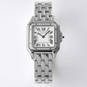 Panthère 27mm BVF 1:1 Best Edition SS White Dial Diamonds Bezel on SS Bracelet Ronda Quartz