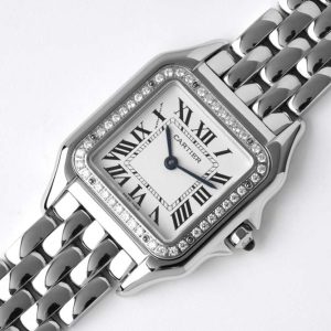 Panthère 27mm BVF 1:1 Best Edition SS White Dial Diamonds Bezel on SS Bracelet Ronda Quartz