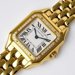 Panthère 27mm BVF 1:1 Best Edition YG White Dial Diamonds Bezel on YG Bracelet Ronda Quartz