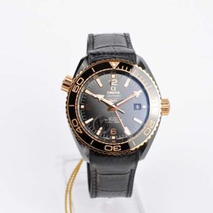 Planet Ocean 45.5mm Deep Gold Black Real Ceramic VSF 1:1 Best Edition on Black Leather Strap A8906 Super Clone