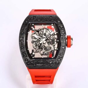 RM055 Real NTPT BBRF 1:1 Best Edition Skeleton Black Dial on Red Rubber Strap RMUL2