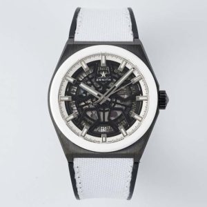 Defy Classic LF 1:1 Best Edition White Bezel Skeleton White Dial on White Nylon Strap A2892