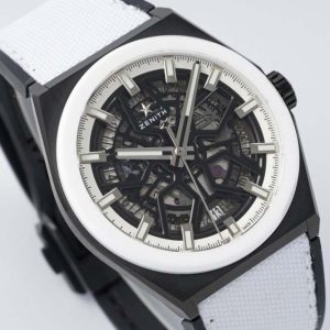 Defy Classic LF 1:1 Best Edition White Bezel Skeleton White Dial on White Nylon Strap A2892