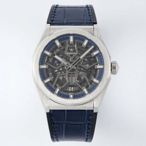 Defy Classic LF 1:1 Best Edition Skeleton Blue Dial on Blue Gummy Strap A2892